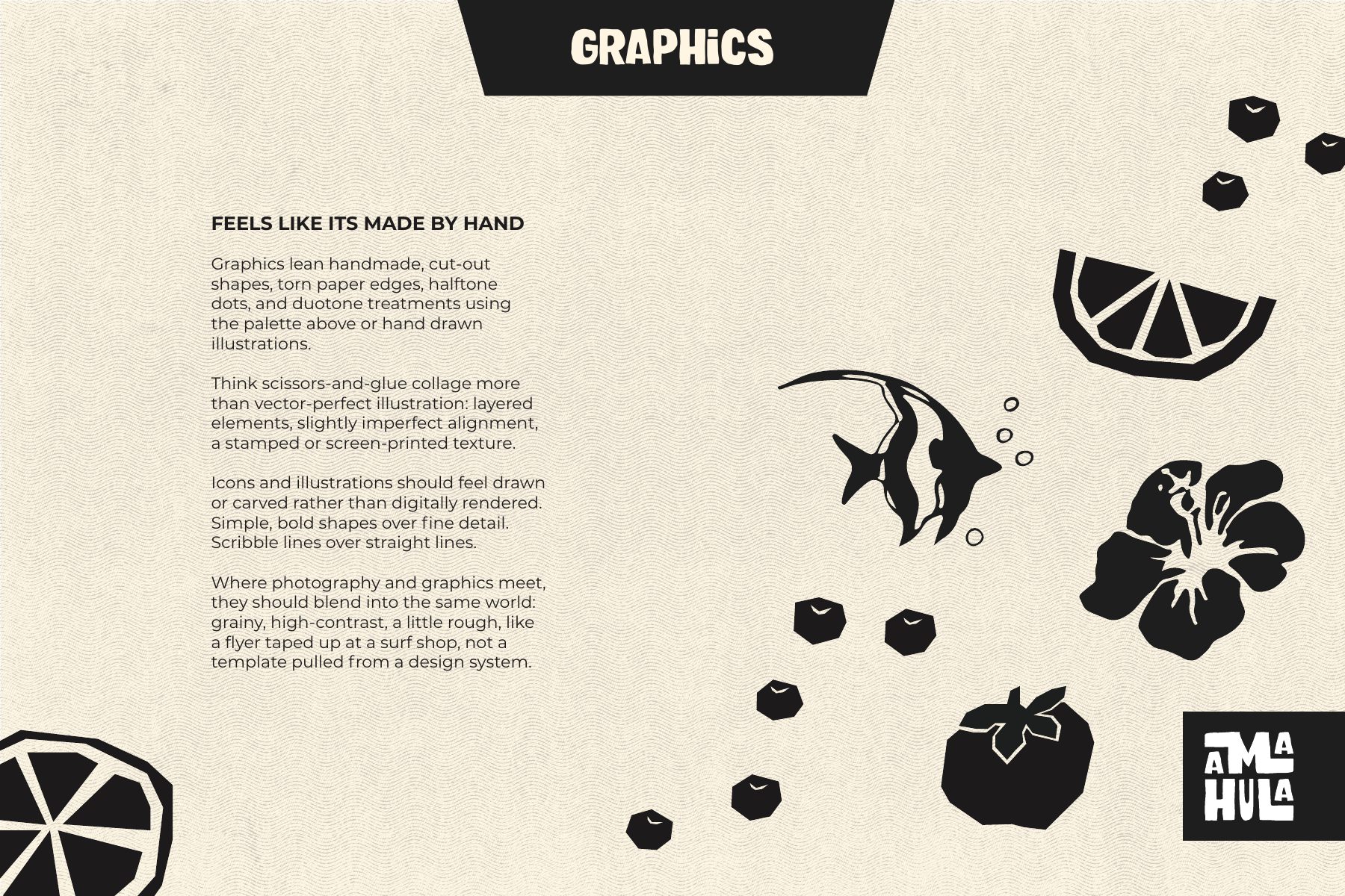 Guide page: handmade cut-out graphics