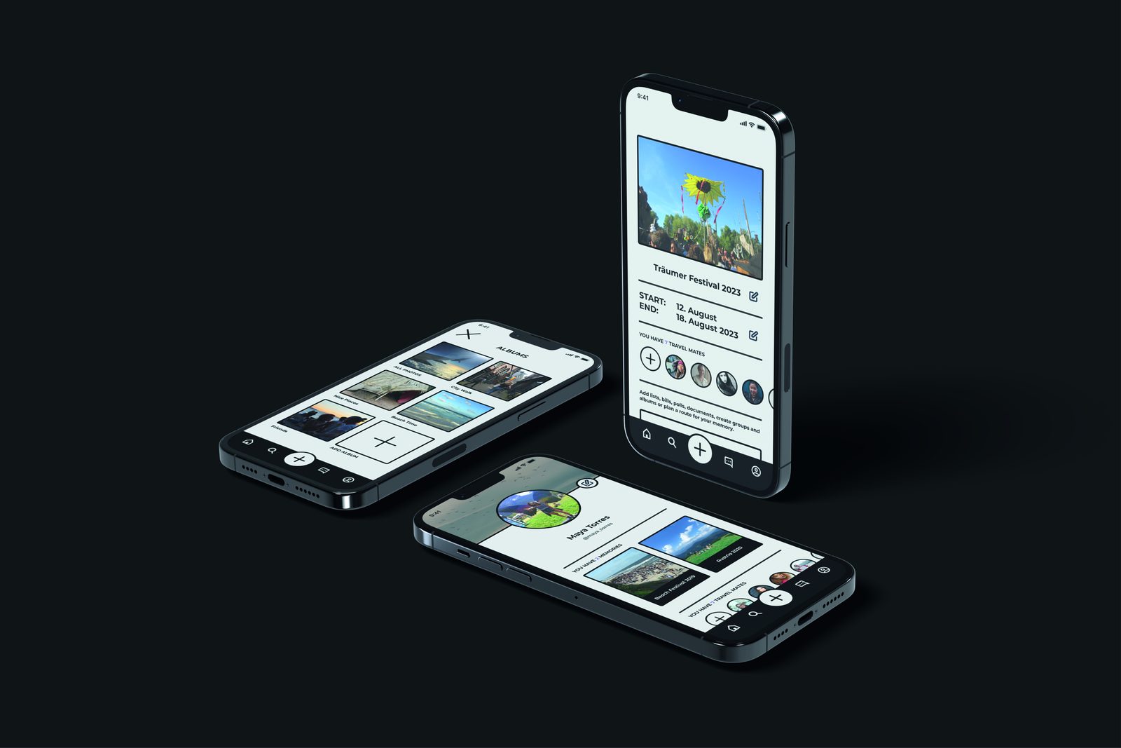 Weleave screens on phones lying on a dark surface