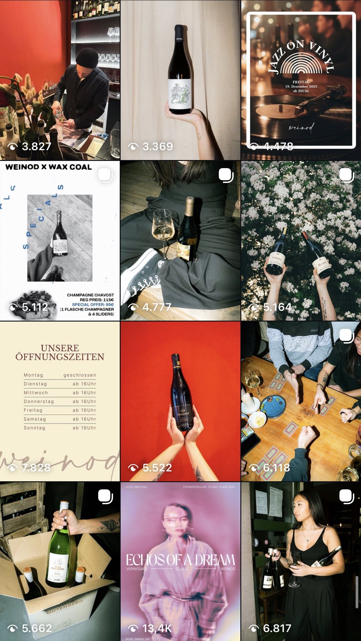 Weinod Instagram grid, next twelve posts