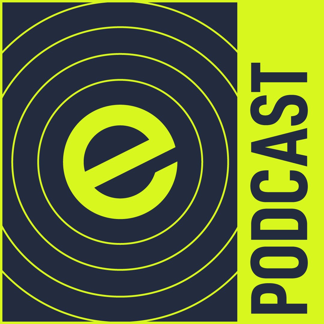 Podcast show cover: the e mark in rings, PODCAST vertical