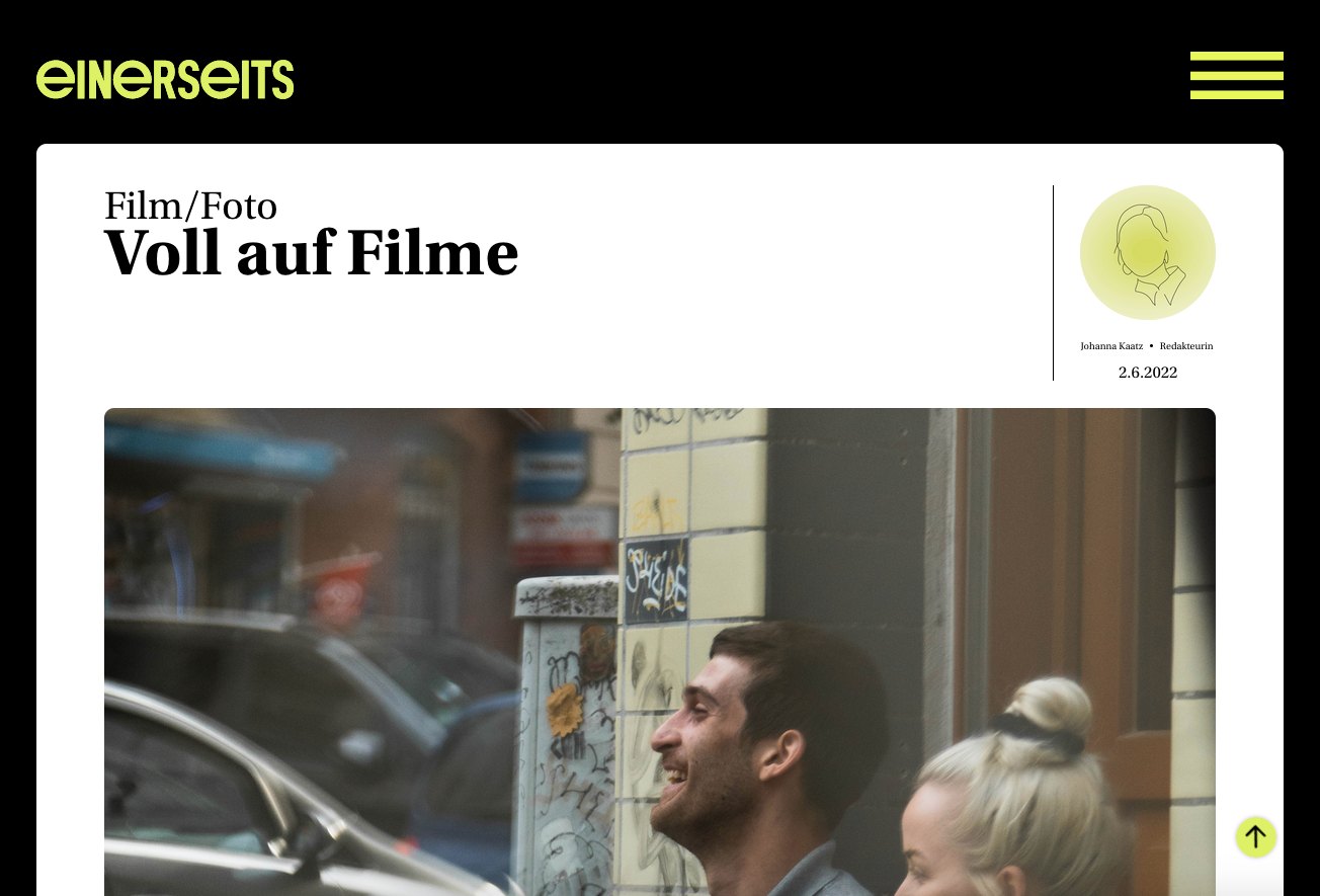 Website: film section, Voll auf Filme