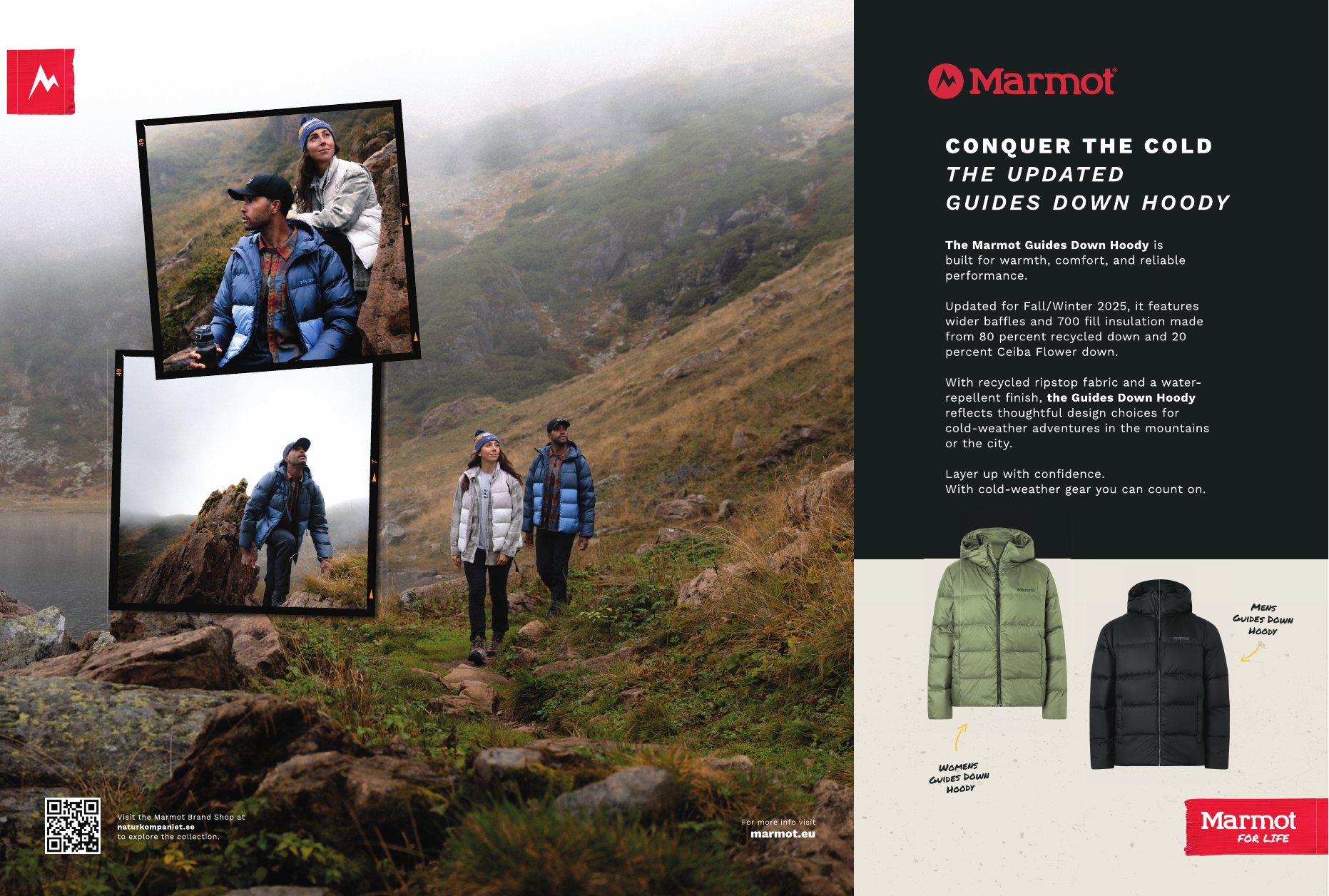 Double page ad for Naturkompaniet: Conquer the cold, mountains