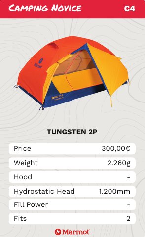 Card: Tungsten 2P tent