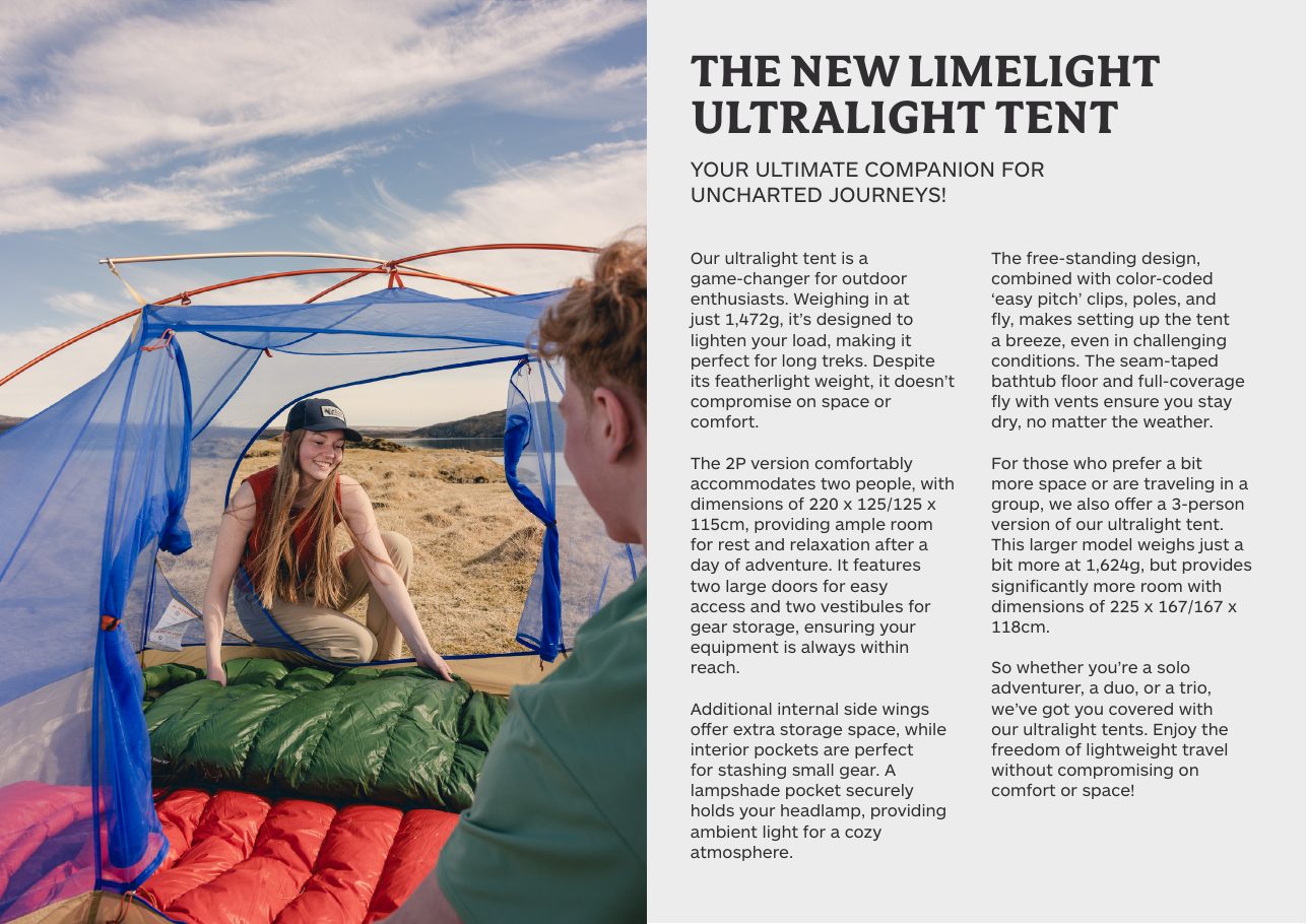 Limelight ultralight tent, detail